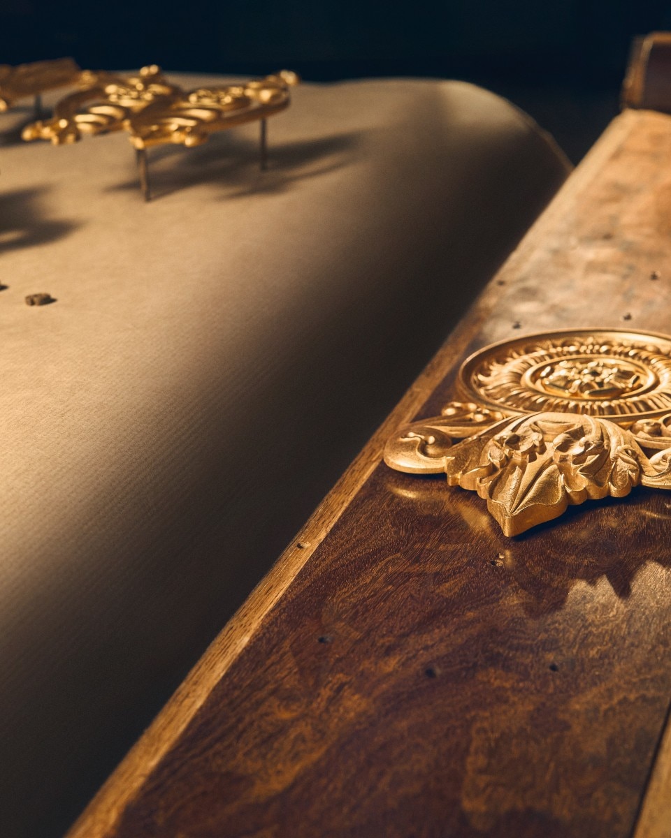 Close-up of a golden decorative element.