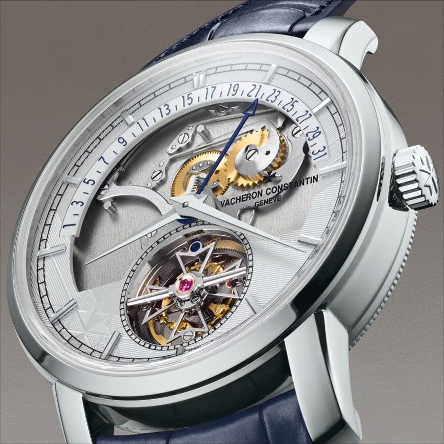 A Vacheron Constantin watch with a perpetual calender and tourbillon.