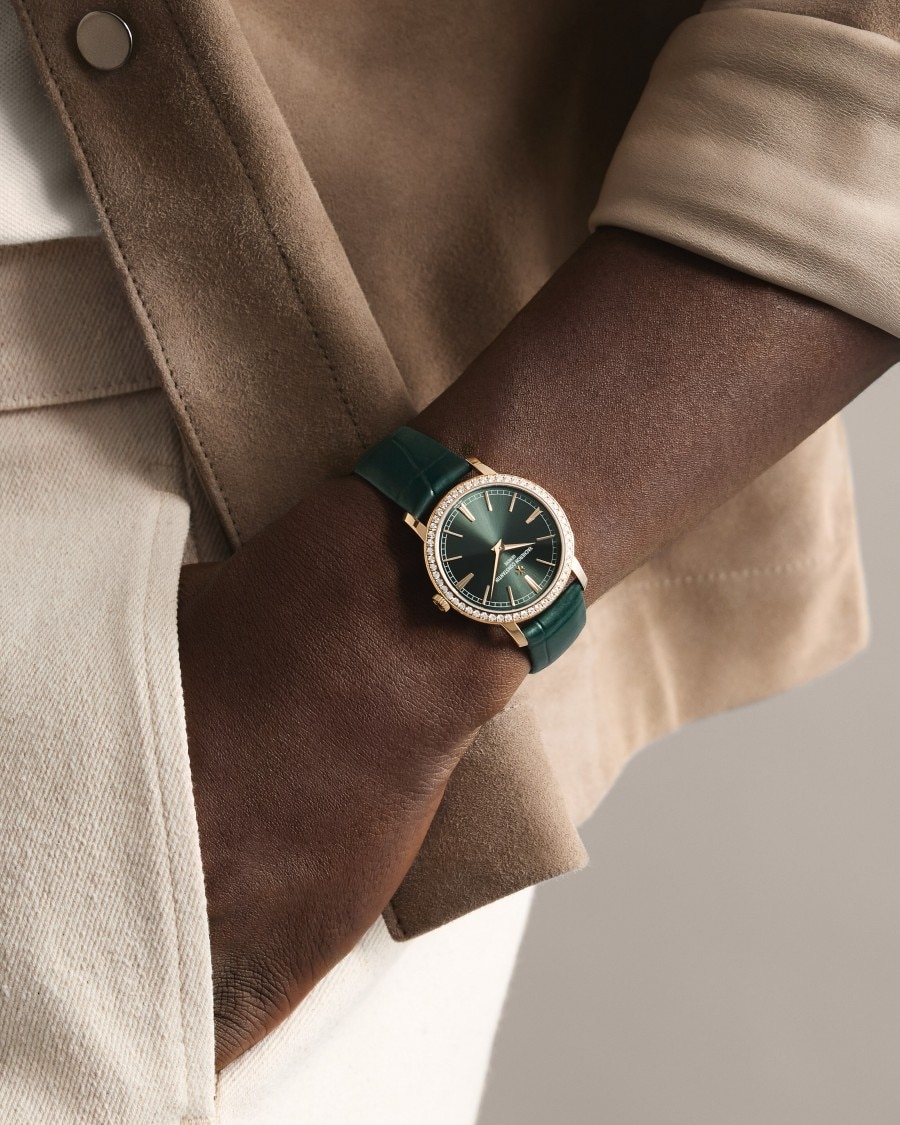  Vacheron Constantin wristwatch with green dial and green strap.