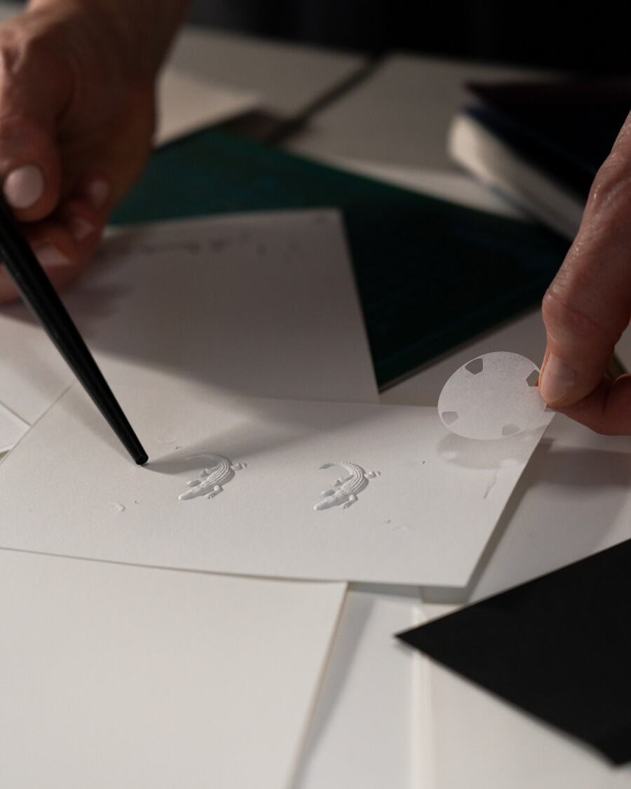 Process of creating a paper croc concept watch.