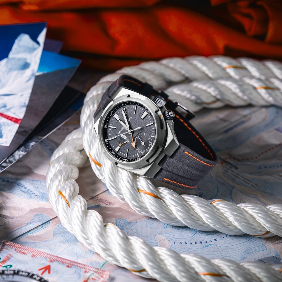 Front packshot of the Overseas dual time prototype specially developed by Vacheron Constantin